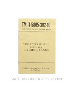 Repeater Telephone TA-287/G Operator's Manual, US Army, TM 11-5805-302-10, 1961 *Good*