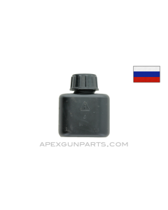 Russian Oil Bottle, Black Plastic, Izhevsk, *Very Good*