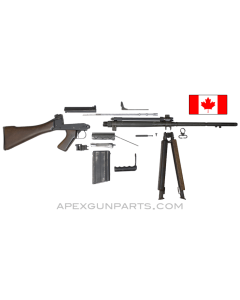 Canadian C2A1 FAL Heavy Rifle Parts Kit, 21" Barrel, Wood Stock with Bipod, 7.62X51 NATO, w/(1) Magazine, *Good* 