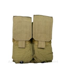Double M4 Magazine Pouch, Holds 4 Mags, Velcro Retention, Molle Mounted, Coyote *Very Good*