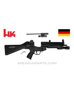 H&K MP5 Parts Kit, 8.5" BBL, 3 Position Lower (S, E, F), Polymer Fixed Stock, In-Line Light Forearm, 9mm NATO, *Very Good*
