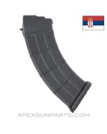AK-47 Magazine, 30rd, Black Polyamide Body & Lug w/BHO, Serbian Model 330, 7.62x39 *NEW* 