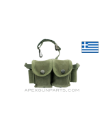 M1 Garand En-Bloc Ammunition Pouch, Holds 4, OD Green Canvas, ALICE Clips, Greek, *Very Good* 