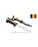 Romanian AK-47 Bayonet & Scabbard w/ Leather Hanger & C-Strap, Type 2 *Good* 