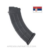 AK-47 Magazine, 30rd, Black Polyamide with Steel Lug & BHO, Serbian Model 320, 7.62x39 *NEW* 