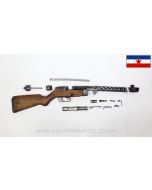 M49/57 SMG Parts Kit, Torch Cut Receiver, Wood Stock, Yugoslavian, 7.62x25 *Good*