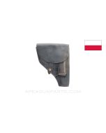 Polish P64 Leather Pistol Holster, w/Attachments on Back for Cross Strap, *Good*