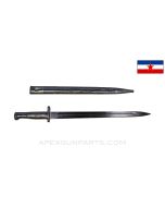 Yugoslavian M1924 Mauser Bayonet & Scabbard, UnMarked 14.5 Inch Long Blade, Blued, *Excellent*
