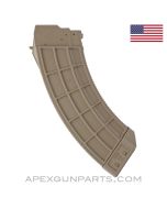 US PALM AK-47 Magazine, 30rd, Waffle Pattern, FDE Polymer, Polymer Lug, 7.62x39 *NEW*