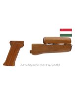 Hungarian AK-63D / AKM Wood Handguard Set w/Pistol Grip, Dark *Very Good* 