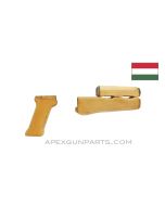 Hungarian AK-63D / AKM Wood Handguard Set w/Pistol Grip, Refinished *Fair* 