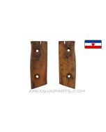 Yugoslavian M1924 Mauser Bayonet Grip Halves, Left & Right, With Drain Cut, Wood *NOS*