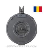 AK-47 75rd Drum, Back Loading, Romanian Made, Functional Issues, 7.62X39 *AS IS / USED / Project * No Returns