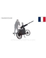 Hotchkiss M1930 Heavy Machine Cannon Display w/ Wheeled Carriage, Cradle Assembly and Magazine Boxes, 13.2MM
