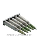 (5) Pack Dummy Rounds with (1) Swedish Mauser M96 Stripper Clip, 6.5mm, Green w/Pointed Nose, *Good, Rusty* 
