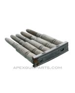 (5) Pack Dummy Rounds with (1) Swedish Mauser M96 Stripper Clip, 6.5mm, Silver w/Round Nose, *Good, Rusty* 