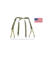 M1941 USMC Suspenders, OD Green Shoulder Straps / Khaki Short Straps, *Good* 