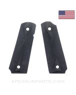 Colt 1911 Grips, Black Polymer, Checkered, *New Manufactured*
