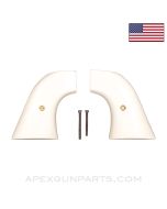 Pietta 1872 SA Revolver Grips, w/ Screws, White Polymer, *New Manufactured*