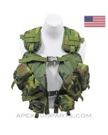 USGI Enhanced Tactical Load Bearing Vest (LBVII), Woodland Camo, Cordura Nylon *Very Good*