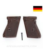 Walther PPK Pistol Grips w/ Screw, Brown with Black Accents, Factory *Good*