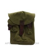 Romanian AK-47 Two Magazine Divided Pouch, 30rd, Canvas w/Leather Straps, *Very Good* 