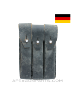 MP5 / MP2 UZI Magazine Pouch, 9mm, Black Leather, West German, *Fair*
