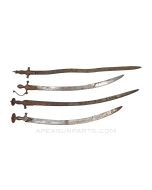 18th Century Indian Talwar Battle Sword, Heavily Used, Bent Blades, Broken Handles, Missing Point