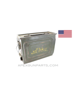 USGI M1A1 .30 Cal. Ammo Can, Steel w/Carry Handle & Mounting Latch, OD Green, *Very Good* 