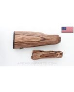 AK-47 Stock Set, Brown Laminate, USA Made 922(r) Compliant, Double Rear Tang, *Shopworn / As-Is*