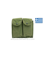 M1A / M14 Dual Magazine Pouch, OD Green Canvas w/Belt Loops, Greek, *Good* 