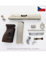 CZ27 Parts Grouping, w/ Custom Wood Grip, 7rd Magazine, Nickel, 7.65 *Good*