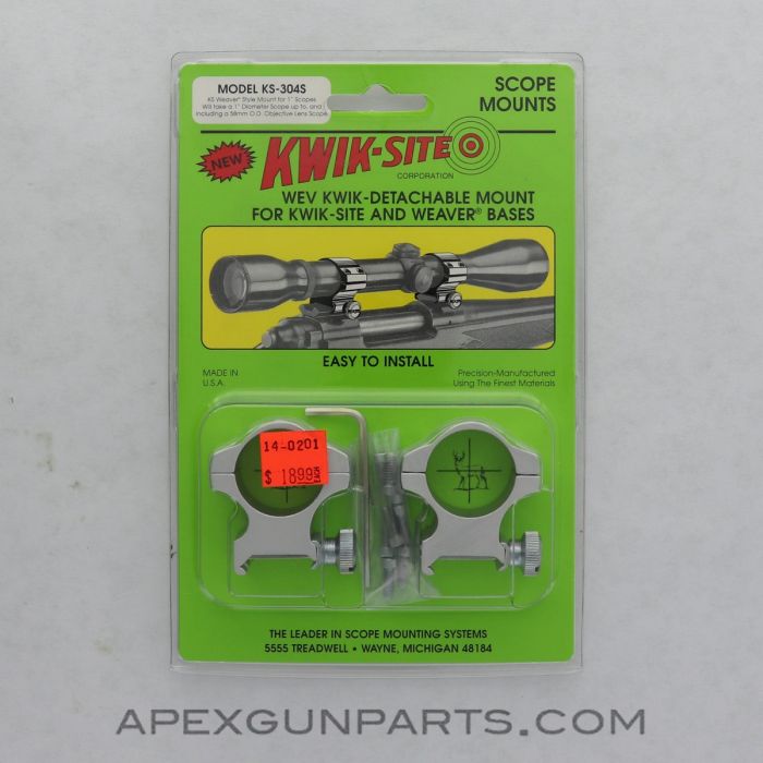 KS-304S Kwik-Site See Through Scope Mount, Detachable, Silver *NEW*