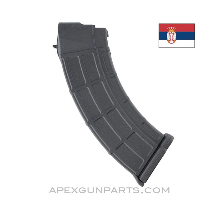 AK-47 Magazine, 30rd, Black Polyamide Body & Lug w/BHO, Serbian Model 330, 7.62x39 *NEW* 