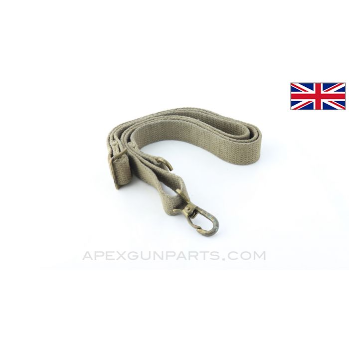 British SMG / Sterling / STEN Sling, Khaki / Tan Canvas, Brass Hardware *Good*