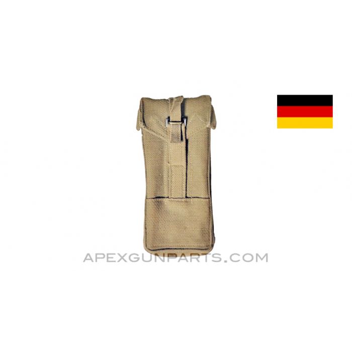 MP5 / MP2 UZI Magazine Pouch, 9mm, Green Canvas, West German, *Good*