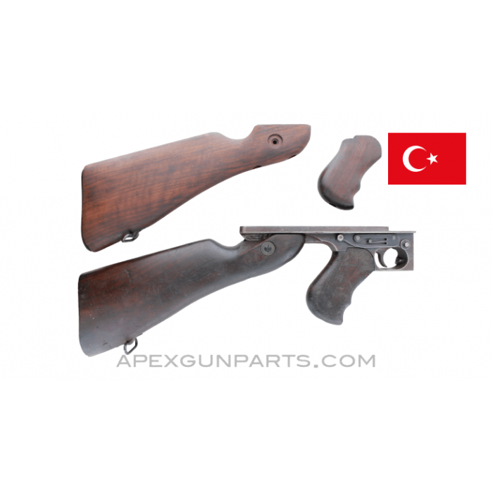 Turkish Thompson M1A1 Lower Receiver Assembly, w/ Replacement Butt & Pistol Grip, Full-Auto, .45 ACP, *Good*