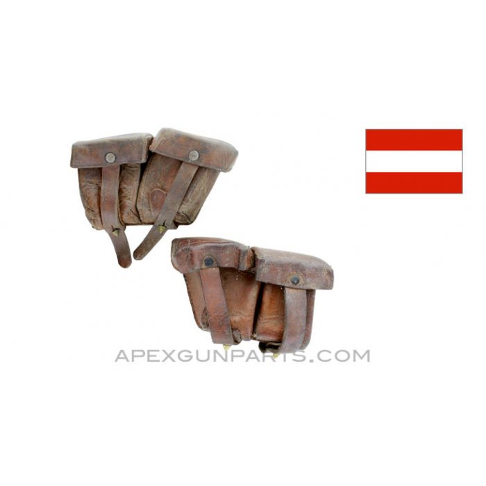 Steyr M95 Magazine Pouch Set, Left & Right, Leather, *Good*