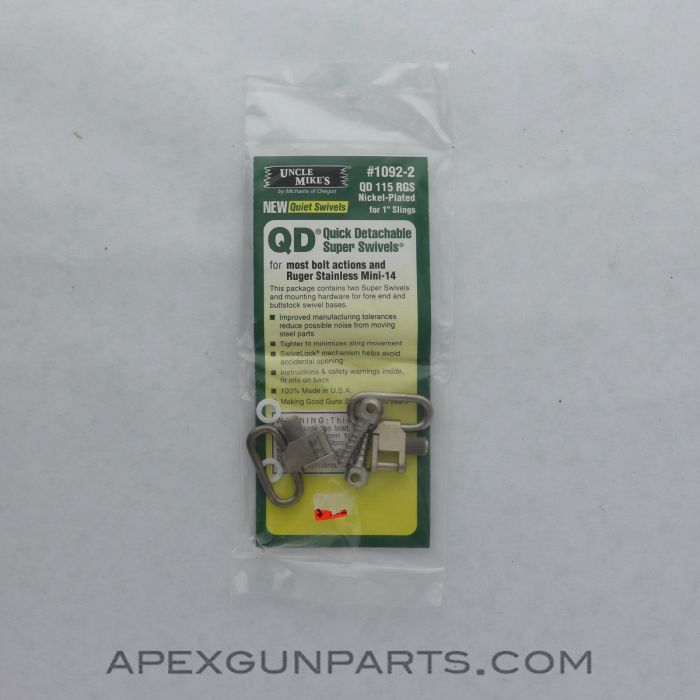Uncle Mike's QD Sling Swivels, For 1" Slings, Stainless, 1092-2 *NEW*