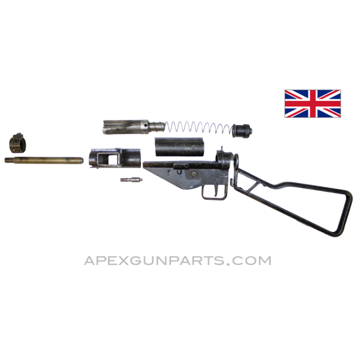 STEN Mk 3 SMG Parts Set With 7.75" Barrel, Early Skeleton Stock, 9mm Luger, *Very Good*