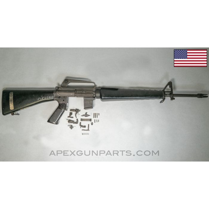 Colt 614 M16A1 Parts Kit, 20" Barrel, Triangle Handguards, 3-Prong Flash, A1 Stock & Pistol Grip, 5.56mm *Very Good*