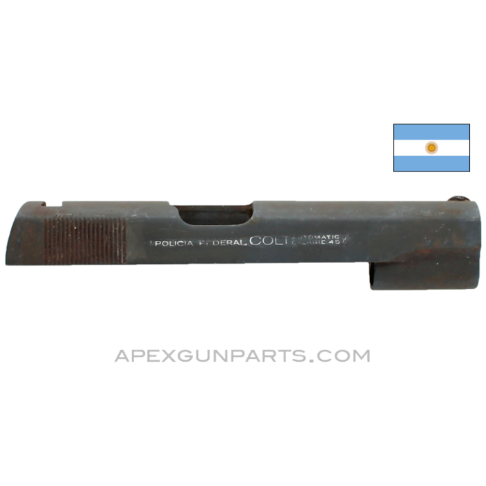 Argentine 1911A1 Pistol Slide, Stripped, COLT Marking, .45 ACP *Good* 
