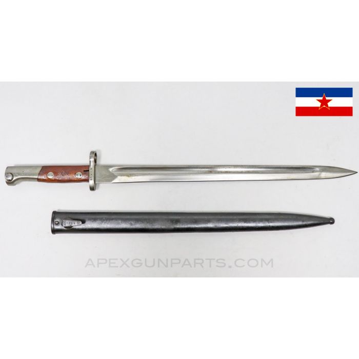 Yugoslavian M1924 Mauser Bayonet and Scabbard, BT3 Marked, In the White *Excellent*