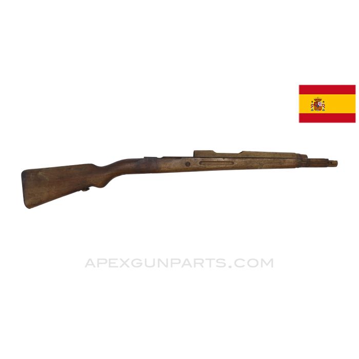 Spanish M43 Mauser Stock Set, 38", No Barrel Band Spring & Bayonet Lug, Cracked *Good*