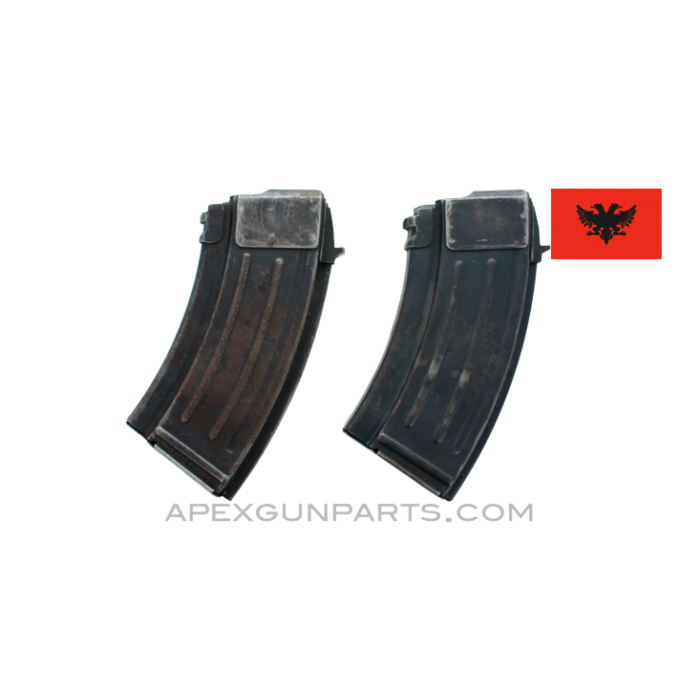 Type RDW-2 AK Magazine, 20rd, 7.62x39, Albanian, Blued Steel, *Good* 