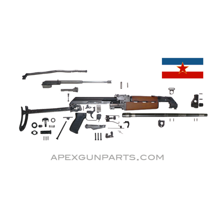 Yugoslavian M70AB2 Underfolder Parts Set, w/*Very Good* 16" Yugo Takeoff Barrel, Bulged Trunnion, 7.62X39, Blued, *Good to Very Good* 