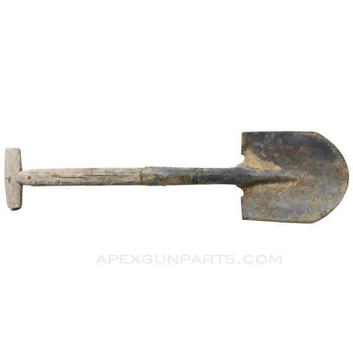 WWII British T-Handle Entrenching Shovel, 28", Wood, Heavy Use *Good* 
