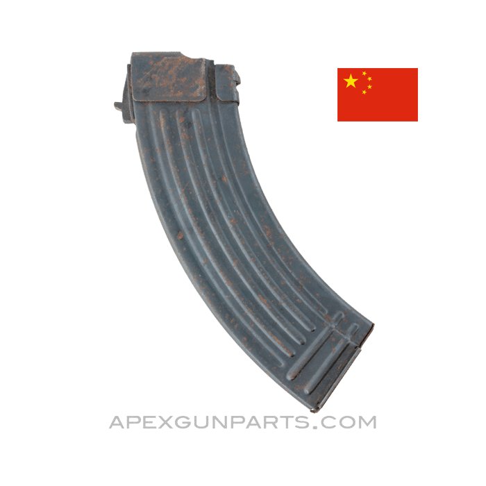 AK-47 Magazine, 30rd "Flatback" Steel, 7.62x39, Chinese, Blued, *Fair* 