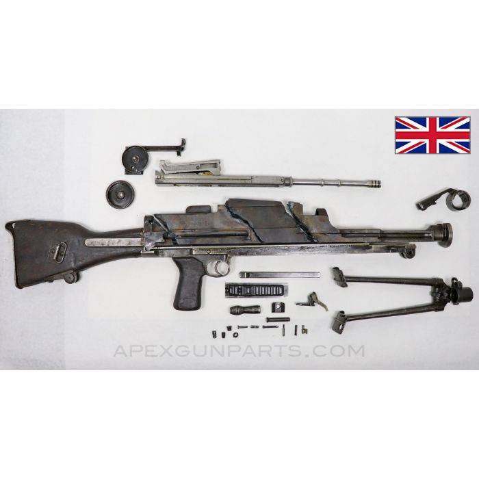 BREN Mk1m Parts Kit With Torch Cut Receiver Pieces and Bipod, .303 British *Good* 