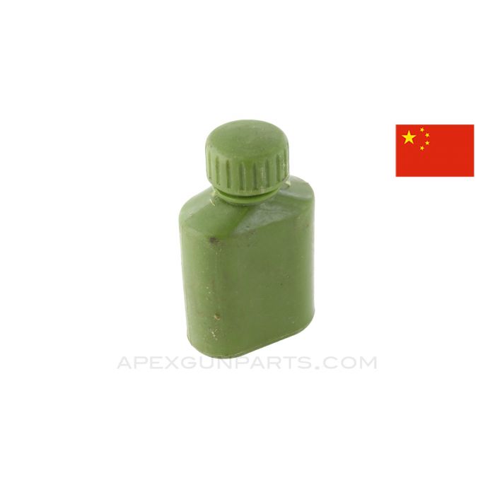 Chinese SKS Oil Bottle, Green Plastic, Square, *Very Good*